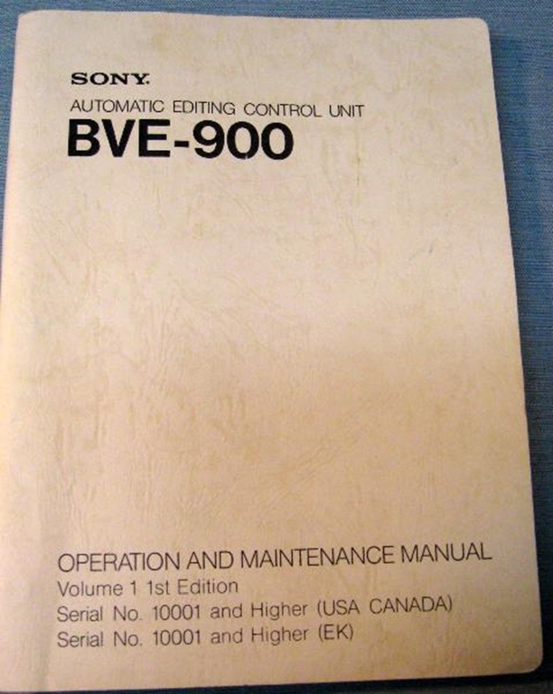 Afbeelding van Sony BVE-900 Operation and Maintenance Manual Volume 1 1st Edition