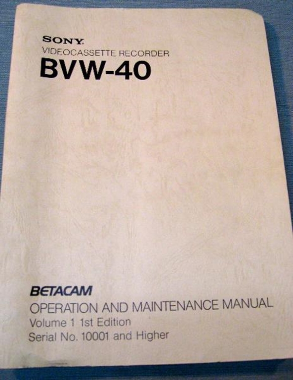Afbeelding van Sony BVW-40 Operation & Maintenance Manual Vol 1, 1st Ed.