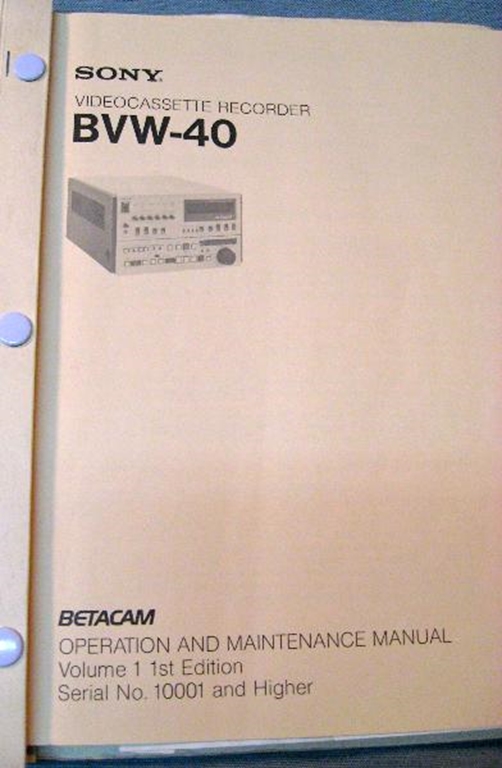 Afbeelding van Sony BVW-40 Operation & Maintenance Manual Vol 1, 1st Ed.
