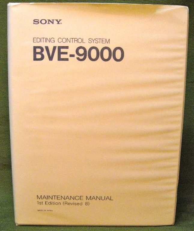 Afbeelding van Sony BVE-9000 Maintenance Manual 1st Edition (Revised 8)