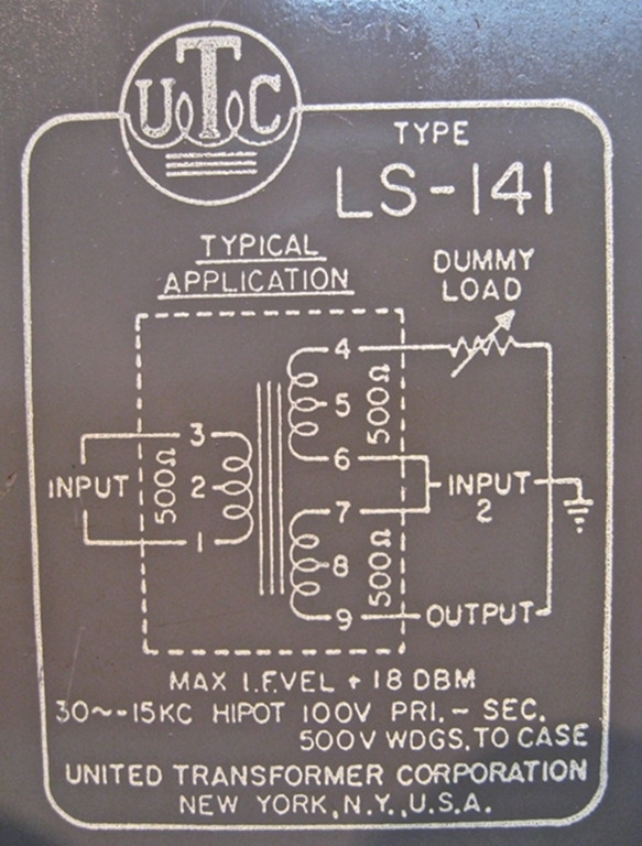 Afbeelding van UTC LS-141 Line Transformer