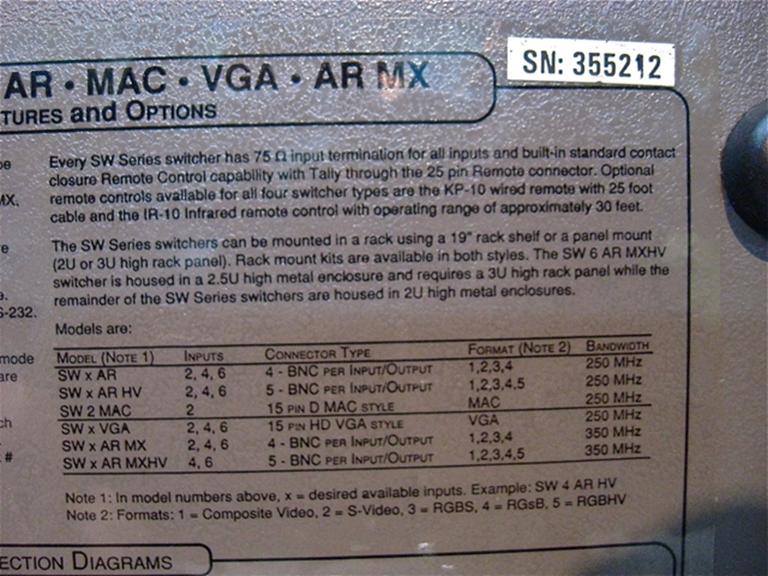 Afbeelding van Extron SW 4AR MX, Part # 60-109-01