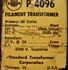 Afbeelding van Chicago Transformer Company P-4096 Filament Transformer