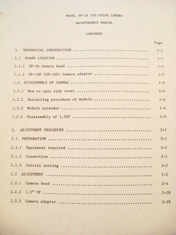 Image sur NEC SP-3 CCD Camera Manual