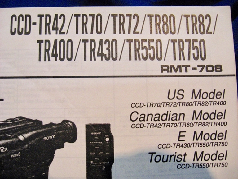 Afbeelding van Sony CCDTR42,TR70,TR72,TR80,TR82,TR400 Service/Repair Manuals