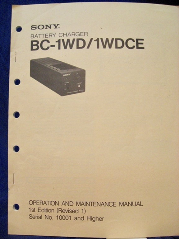 Afbeelding van Sony BC-1WD/1WDCE Operation and Maintenance Manual 1st Edition (Revised 1)