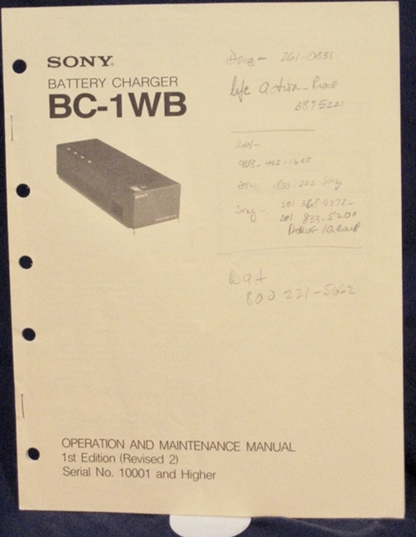 Afbeelding van Sony BC-1WB Operation and Maintenance Manual 1st Edition (Revised 2)