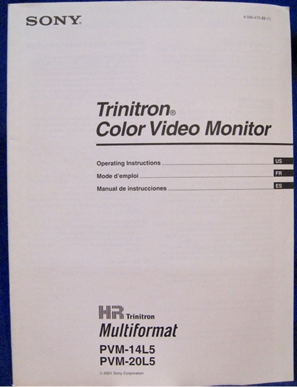 Afbeelding van Sony PVM 20L5 Operating Manual 
