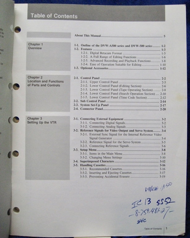 Afbeelding van Sony DVW-A500/500/A500P/500P Operation Manual 1st Edition (Revised 4)