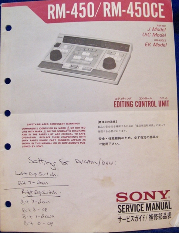 Afbeelding van Sony RM-450/RM-450CE Service Manual pn9-955-069-01