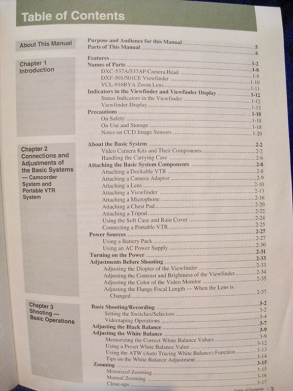 Image sur Sony DXC-537 Operating Instructions