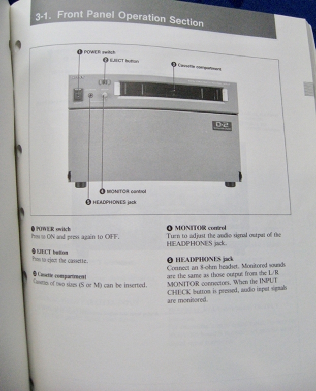 Afbeelding van Sony DVR-20 Operation Manual 1st Edition