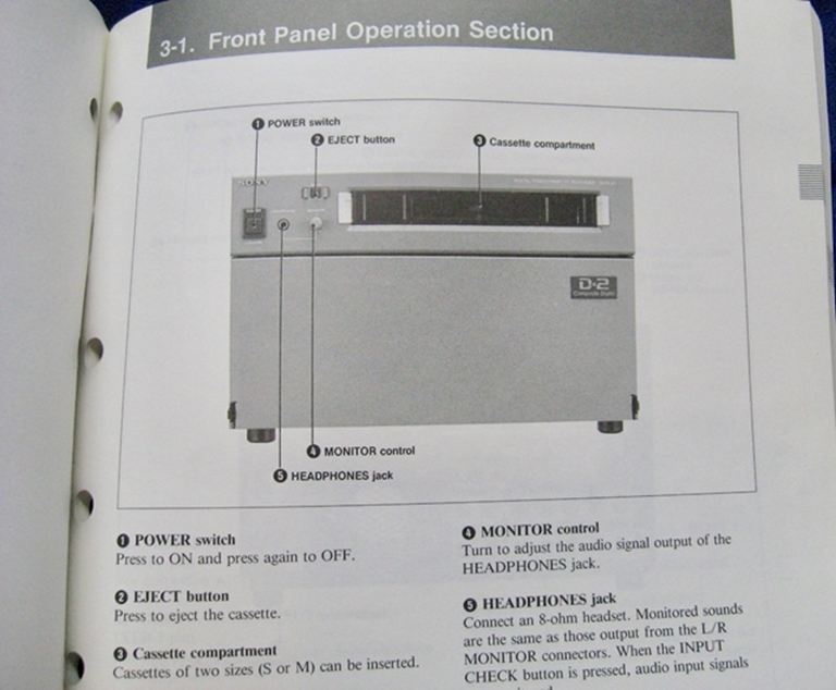 Afbeelding van Sony DVR-20 Operation Manual 1st Edition