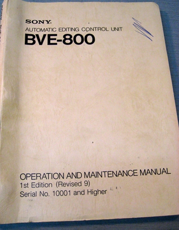 Afbeelding van Sony BVE-800 Operation and Maintenance Manual 1st Edition (Revised 9)