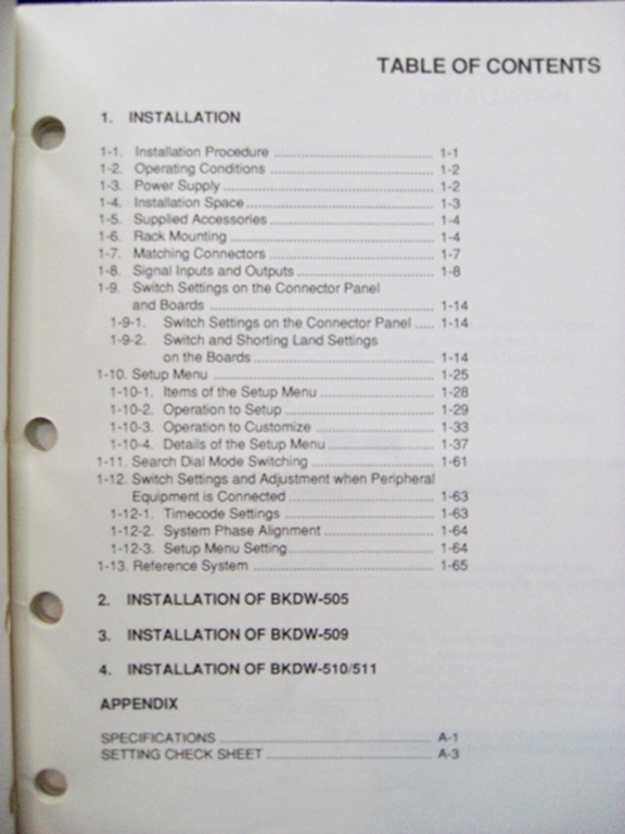 Afbeelding van Sony DVW-A500/500 DVW-A510/510 Installation Manual 1st Edition