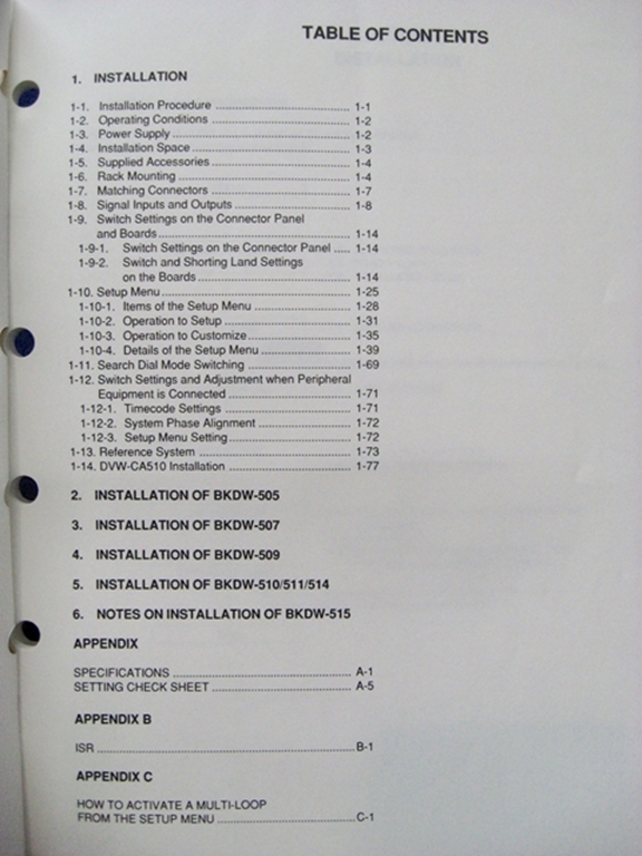 Afbeelding van Sony DVW-A500/500/(A500/1)/(500/1)/A510/510/CA510 Installation Manual 1st Edition (Revised 5)