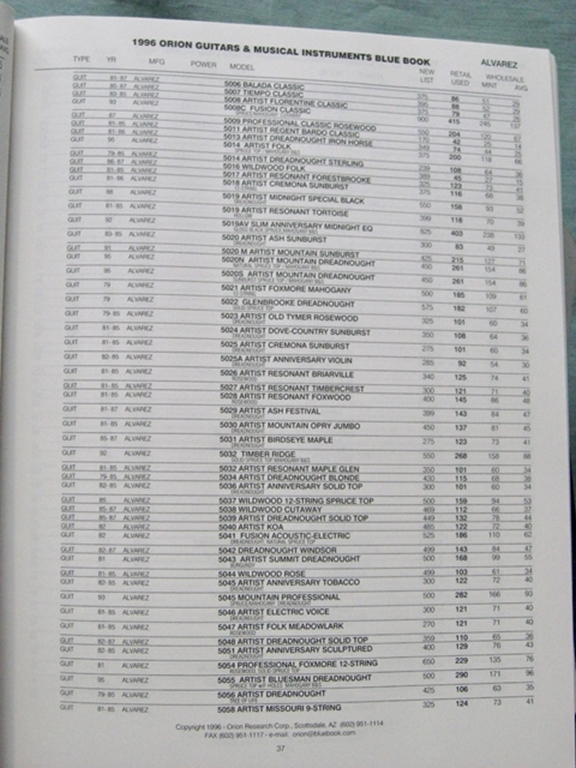 Picture of Orion Blue Book: 1996 Guitars & Musical Instruments