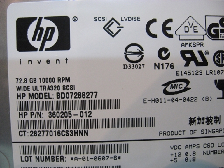 Afbeelding van Hewlett Packard 10K, 73 Gig drives.