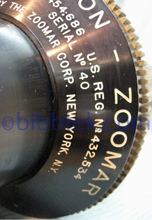 Image sur Zoomar Television Lens, by Dr. Frank Back, serial number 40.