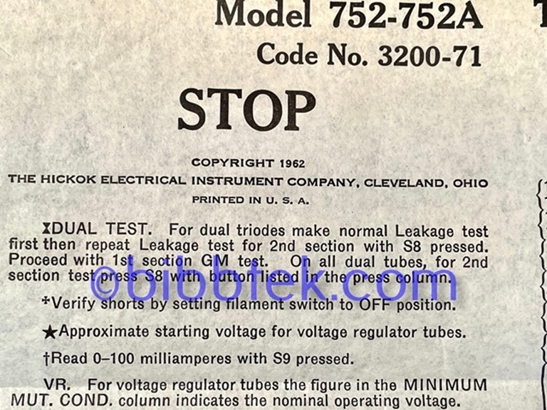 Afbeelding van HIckok Roll Chart models 752-752A