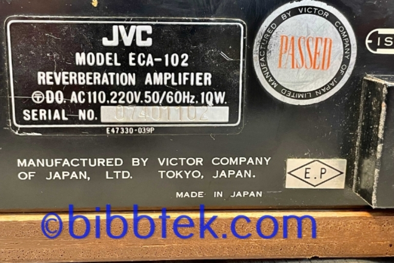 Image sur JVC ECA 102 Reverb unit, "Radar Screen reverberation amplifier".